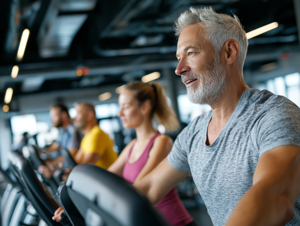 Команда професійних тренерів різного віку в сучасному фітнес-центрі демонструє згуртованість та професіоналізм